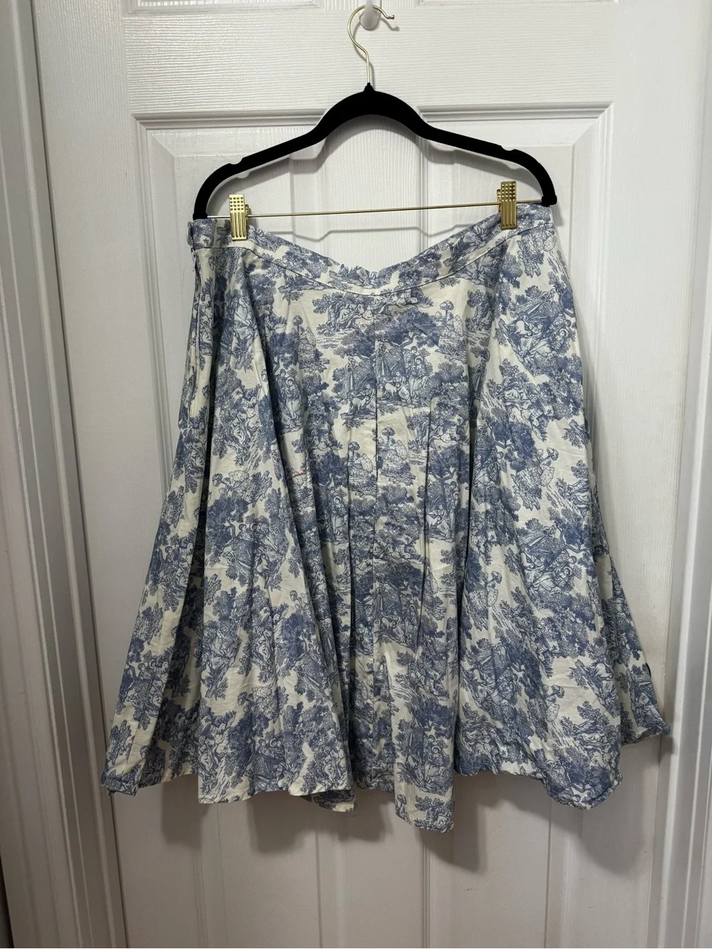 Magnolia Blue and White Toile A-Line Skirt